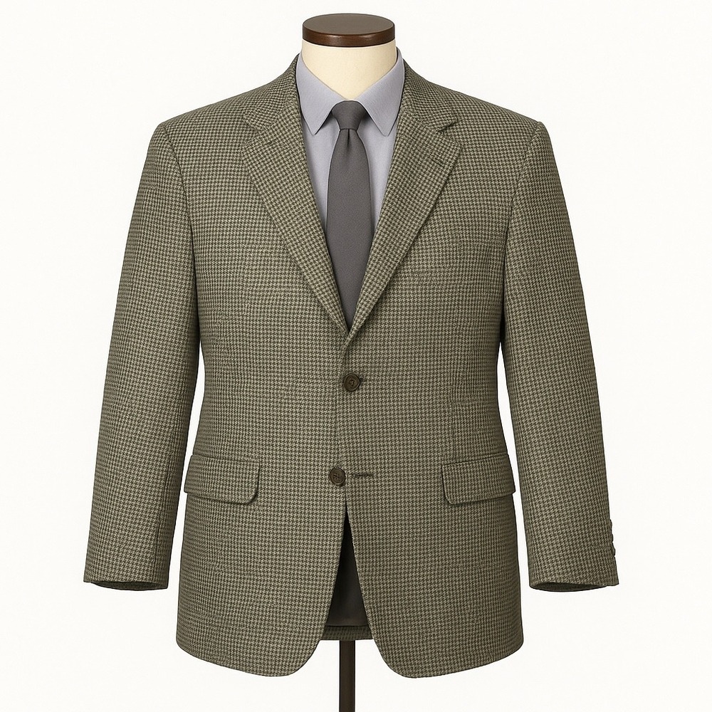 Haggar Clothing Co Mens‎ 42L Silk Houndstooth Blazer Sport Coat Jacket Outerwear